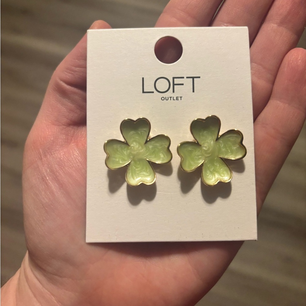 LOFT Light Green Clover Earrings